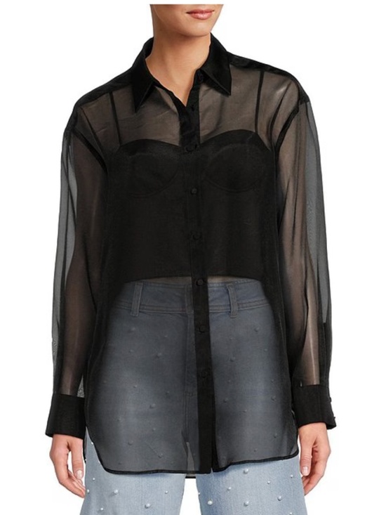 ANTONIO MELANI Tops - Antonio Melani Priscilla Organza Sheer Blouse Black Size 8
